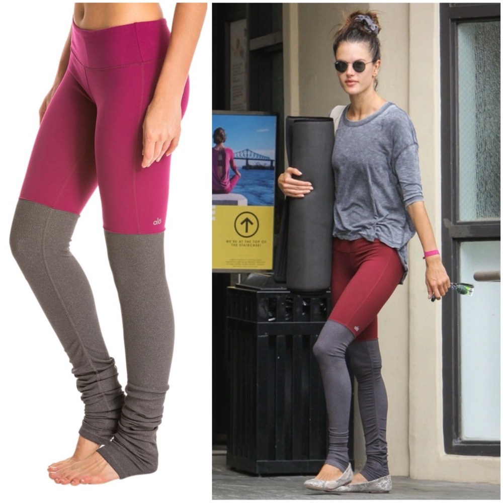 Alo Yoga Goddess Leggings in Berry/Stormy Heather XS EUC
